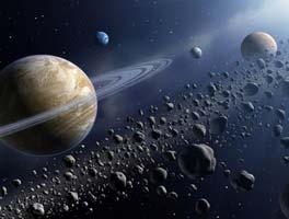 Image spatiale d'une ceinture d'atéroïdes.